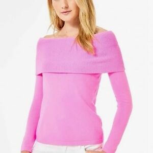 Lily Pulitzer’s off the shoulder sweater